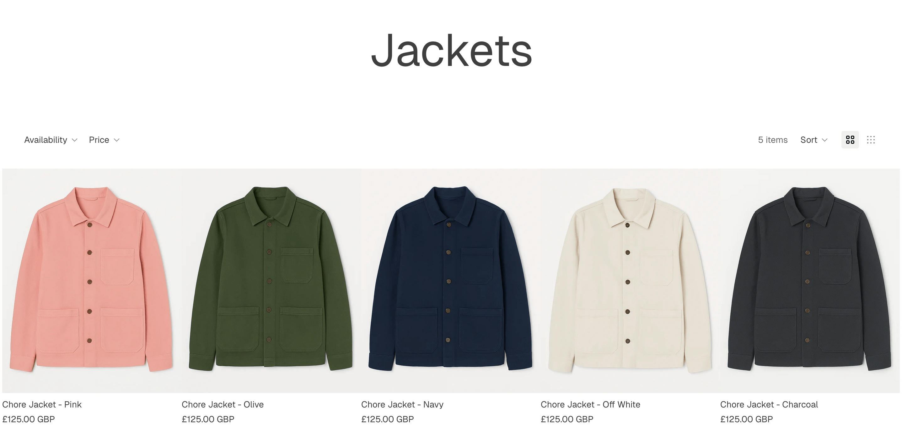 How a collection looks front end