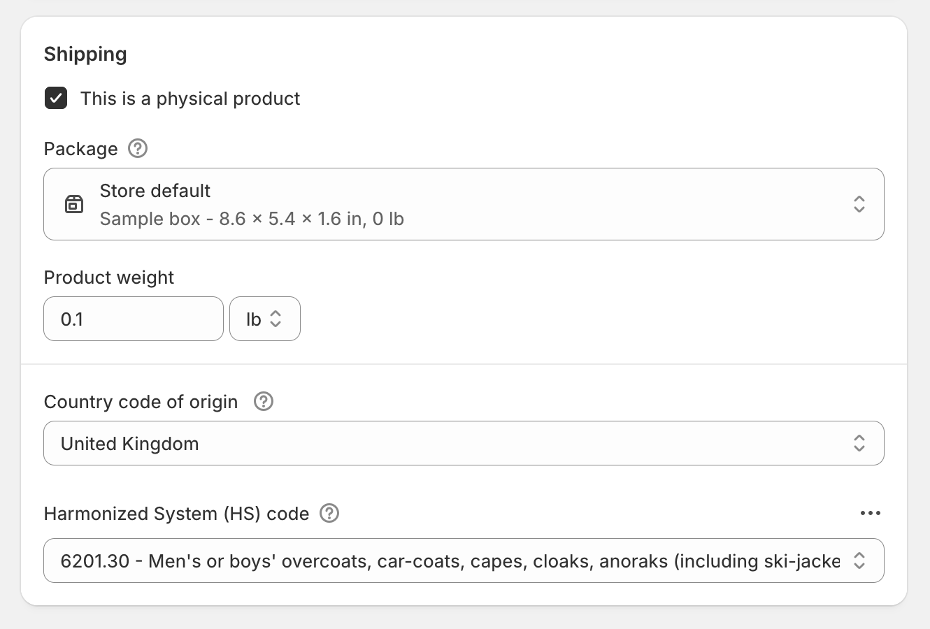 Shopify Add Product Screen